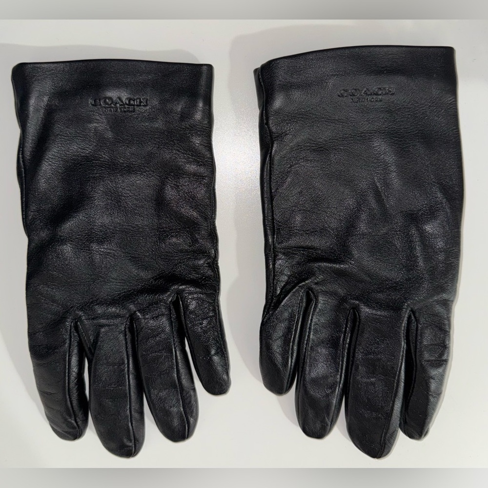 Coach Women’s Wool-lined Black Leather Gloves